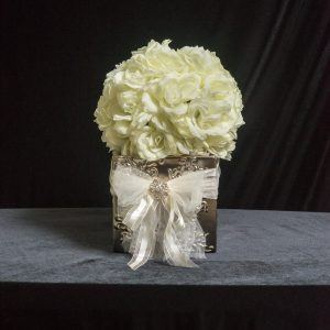 VAH-008 Short Silver Ceramic Vase-6"sq